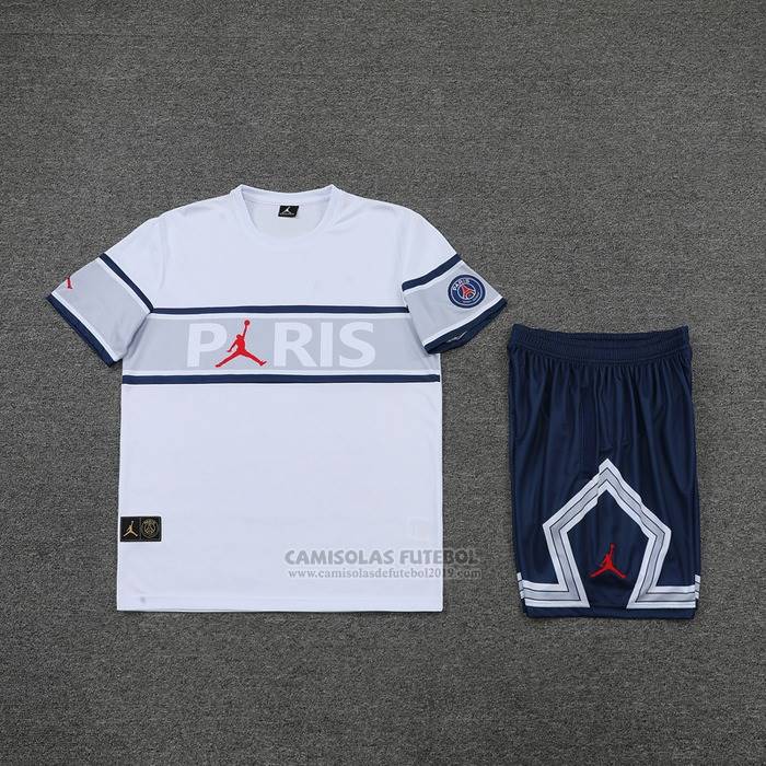 Fato de Treino Paris Saint-Germain Manga Curta 2022-2023 Branco - Calcas Curta